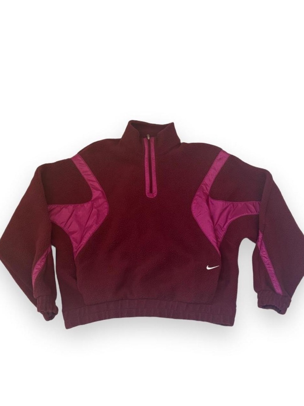 Nike Women’s Large Burgundy & Magenta Half‑Zip Pullover Fleece